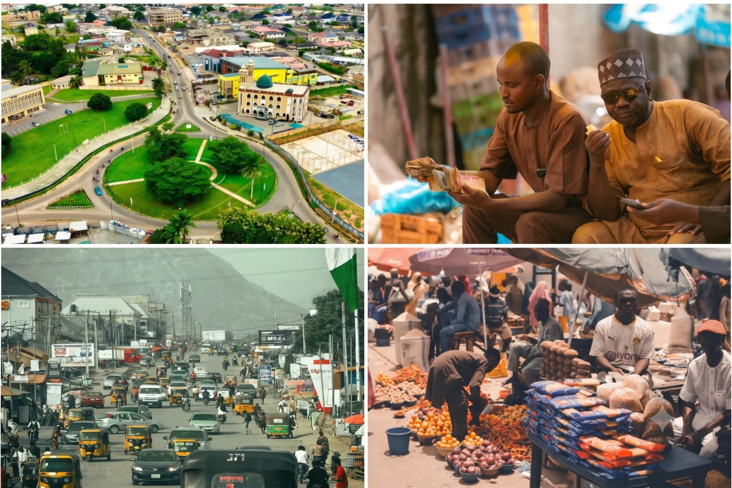 Photo collage of Nigeria's dual economy across its northern and southern regions.